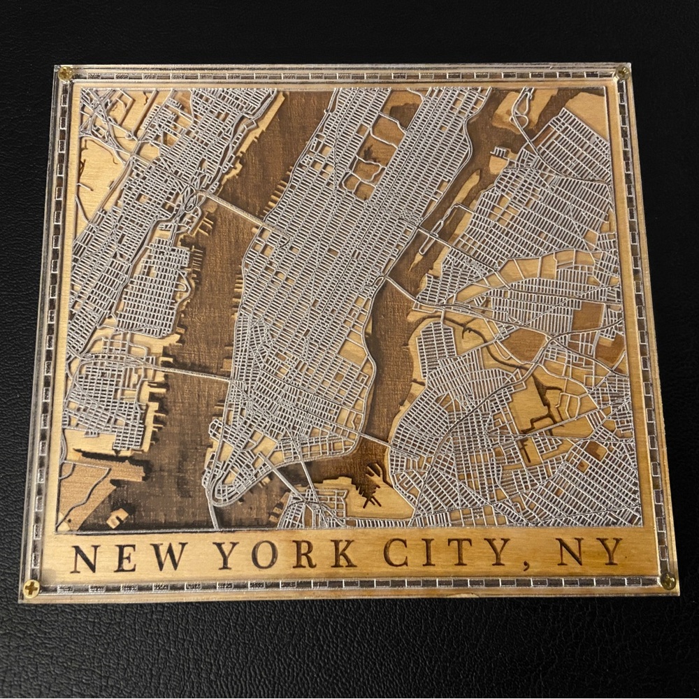 Wood And Acrylic NYC New York Map
